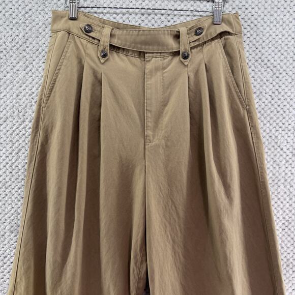 Madewell Harlow Wide Leg Pants Womens 12 Beige Khaki Lyocell Pleated High Rise - Picture 3 of 16